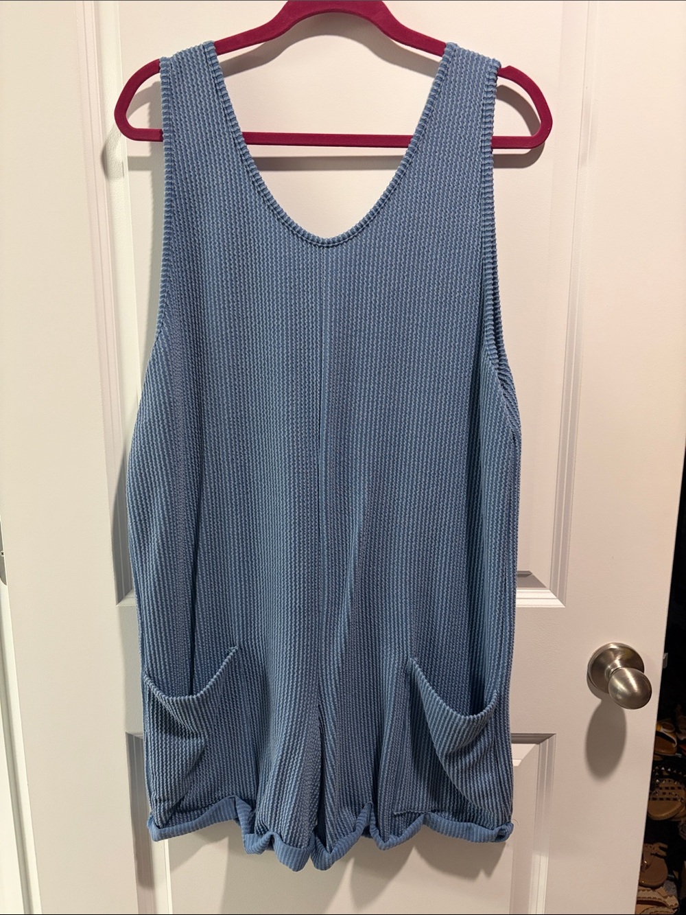 Heimish USA Waffle Knit Romper with Front Pockets